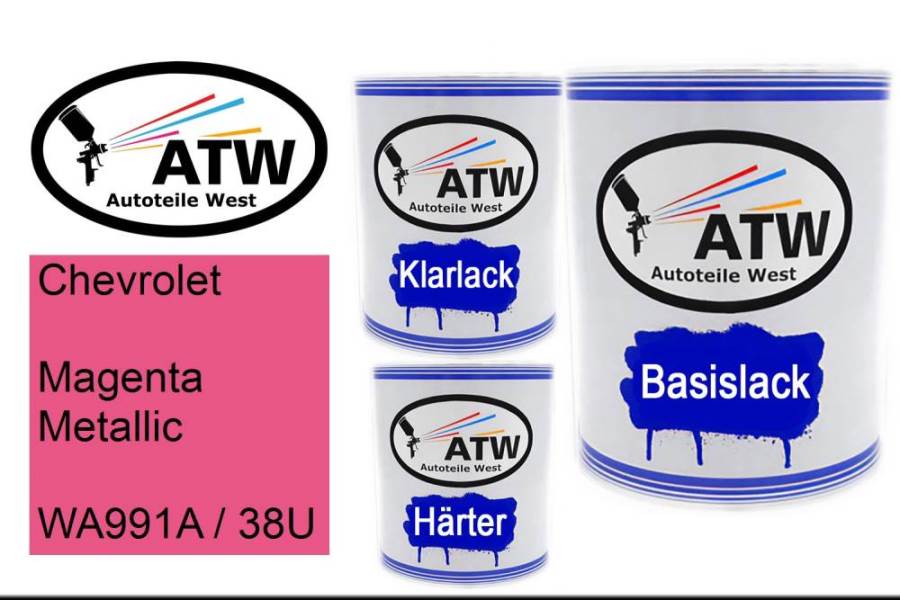 Chevrolet, Magenta Metallic, WA991A / 38U: 1L Lackdose + 1L Klarlack + 500ml Härter - Set, von ATW Autoteile West.